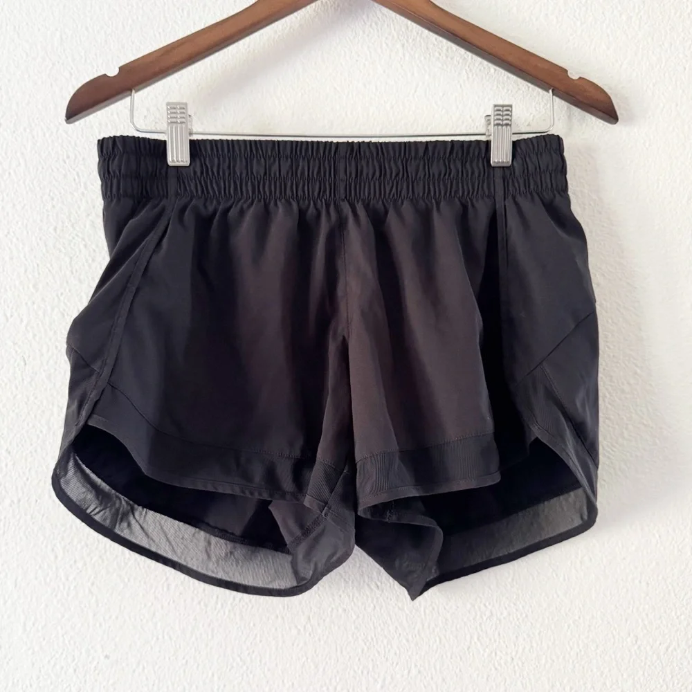 Athleta Black Mesh Racer Run Short Like New Sporty Chic Athleisure Performance - Picture 2 of 16